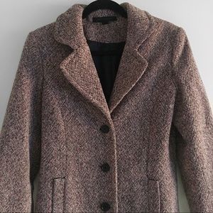 Express ◉ Pink/Black Tweed Wool Blend Trench Coat